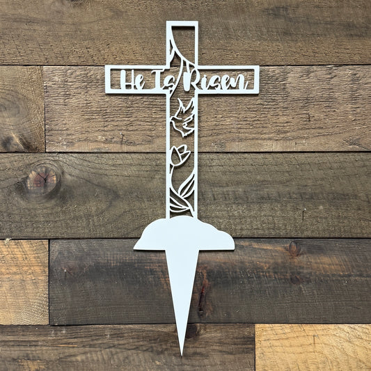 He Is Risen Cross with Yard Stake