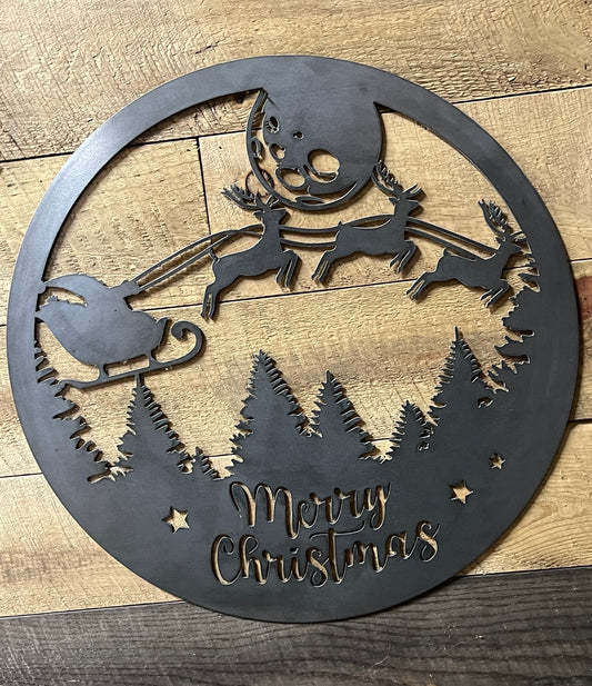 Merry Christmas - Round Sleigh
